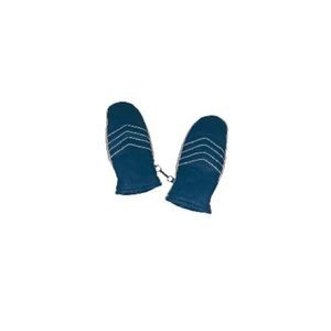 Vintage Blue and White Leather Mittens - Women’s Size Medium